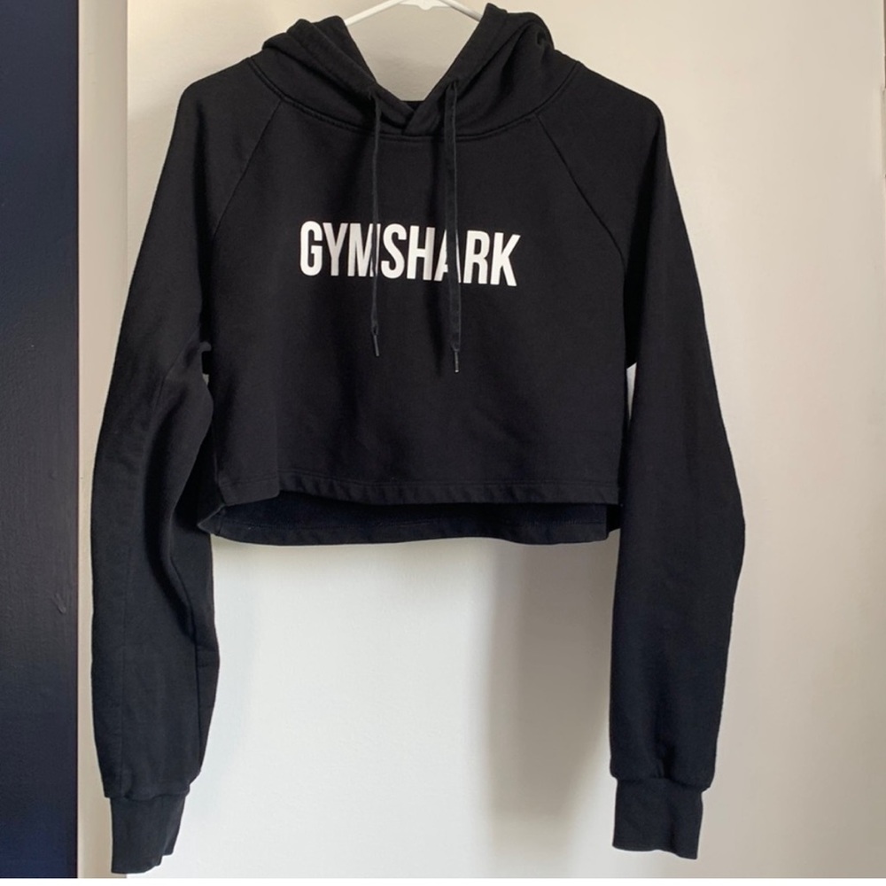 Gymshark Cropped Black Hoodie Size S